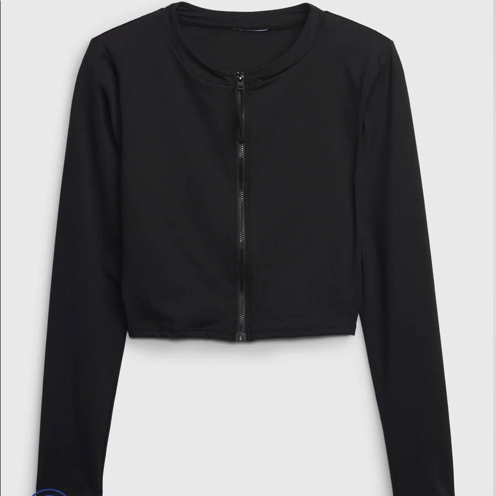 Cropped zip front workout / rash guard jacket